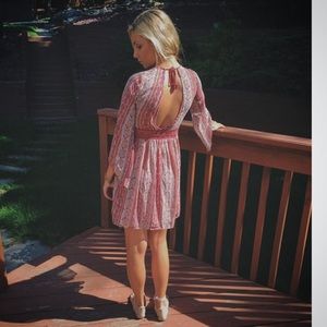 Maroon/pink designed Sun dress